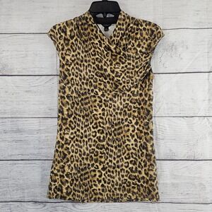 Ann Taylor S Small Leopard Print Sleeveless Tunic Length Shirt L740